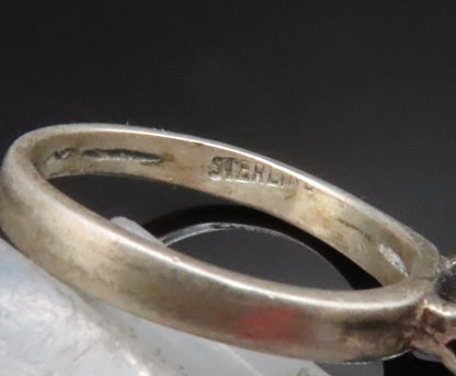 925 Sterling Silver  Vintage Prong Set Tiger's Eye Ring Sz 4.5  RG25204