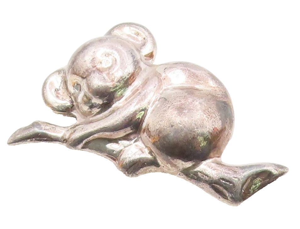 MEXICO 925 Sterling Silver  Vintage Shiny Hollow Koala Bear Brooch Pin  BP8630