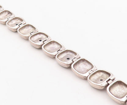 925 Sterling Silver Vintage Bracelet Solid Square Cutout Blue Topaz  BT10890