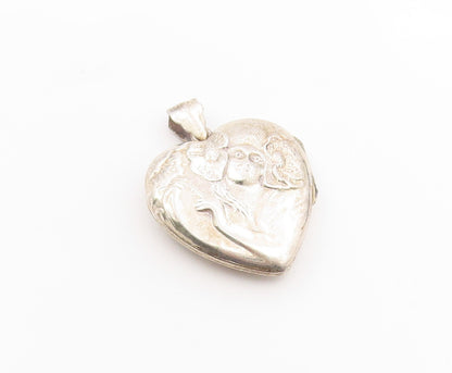 925 Sterling Silver Vintage Pendant Art Nouveau Style Love Heart OPENS  PT26283