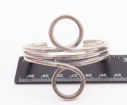 925 Sterling Silver Vintage Bracelet MEXICO Cutout Swirled Loop Cuff  BT10350