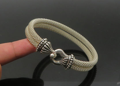 ESPO SIG 925 Sterling Silver  Vintage Double Mesh Hook Bangle Bracelet  BT8701