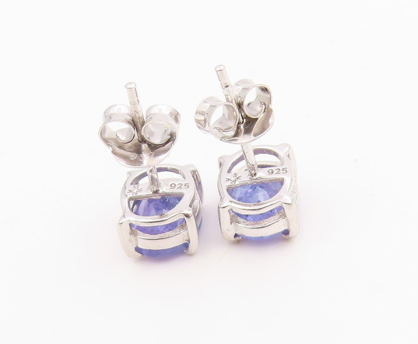 925 Sterling Silver Vintage Earrings Minimalist Oval Cut Tanzanite Stud  EG14273