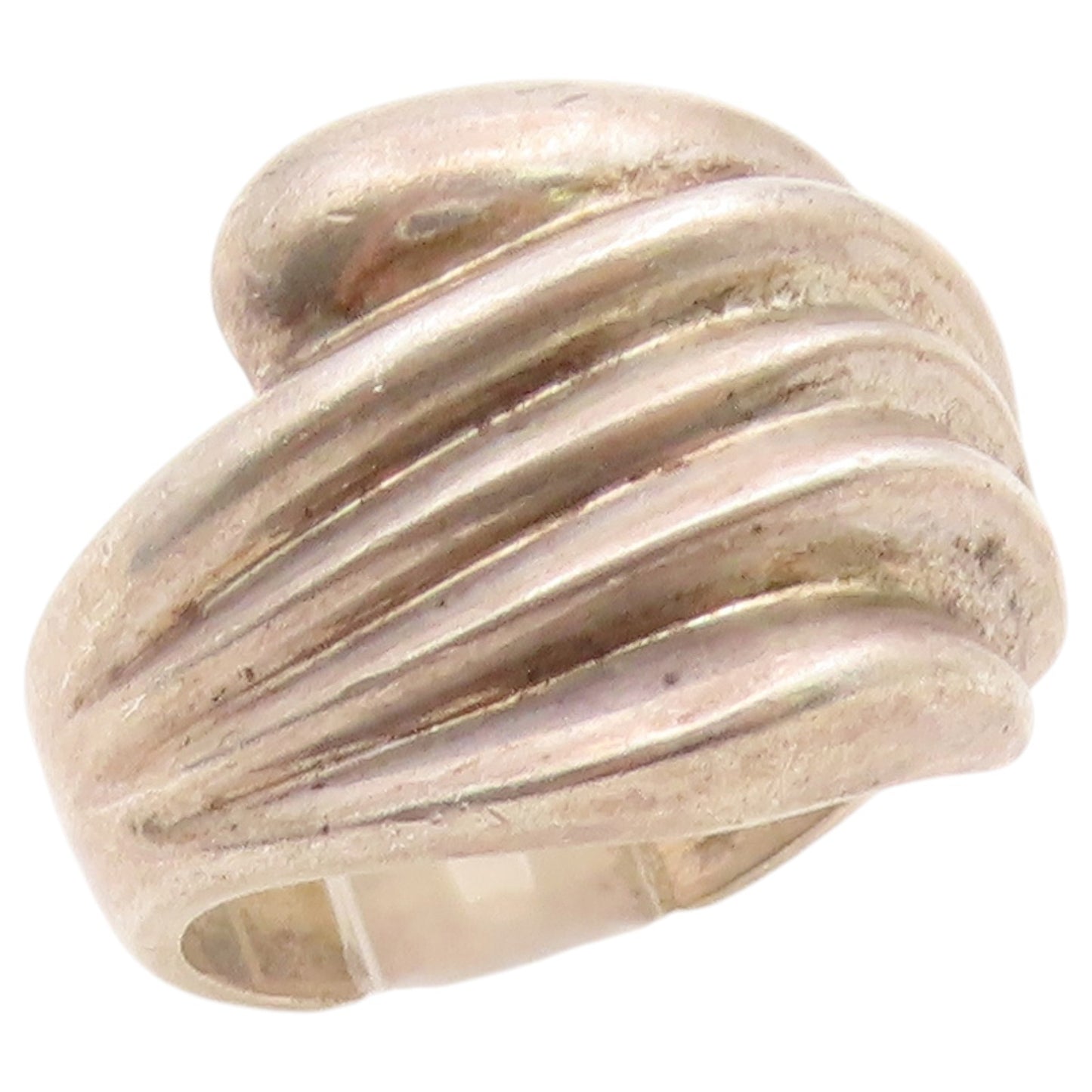 925 Sterling Silver Vintage Ring MEXICO Classic Ribbed Wave Band  Sz 7  RG36830