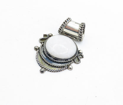 MEXICO 925 Sterling Silver  Vintage Cabochon Cut Quartz Twist Pendant  PT4008