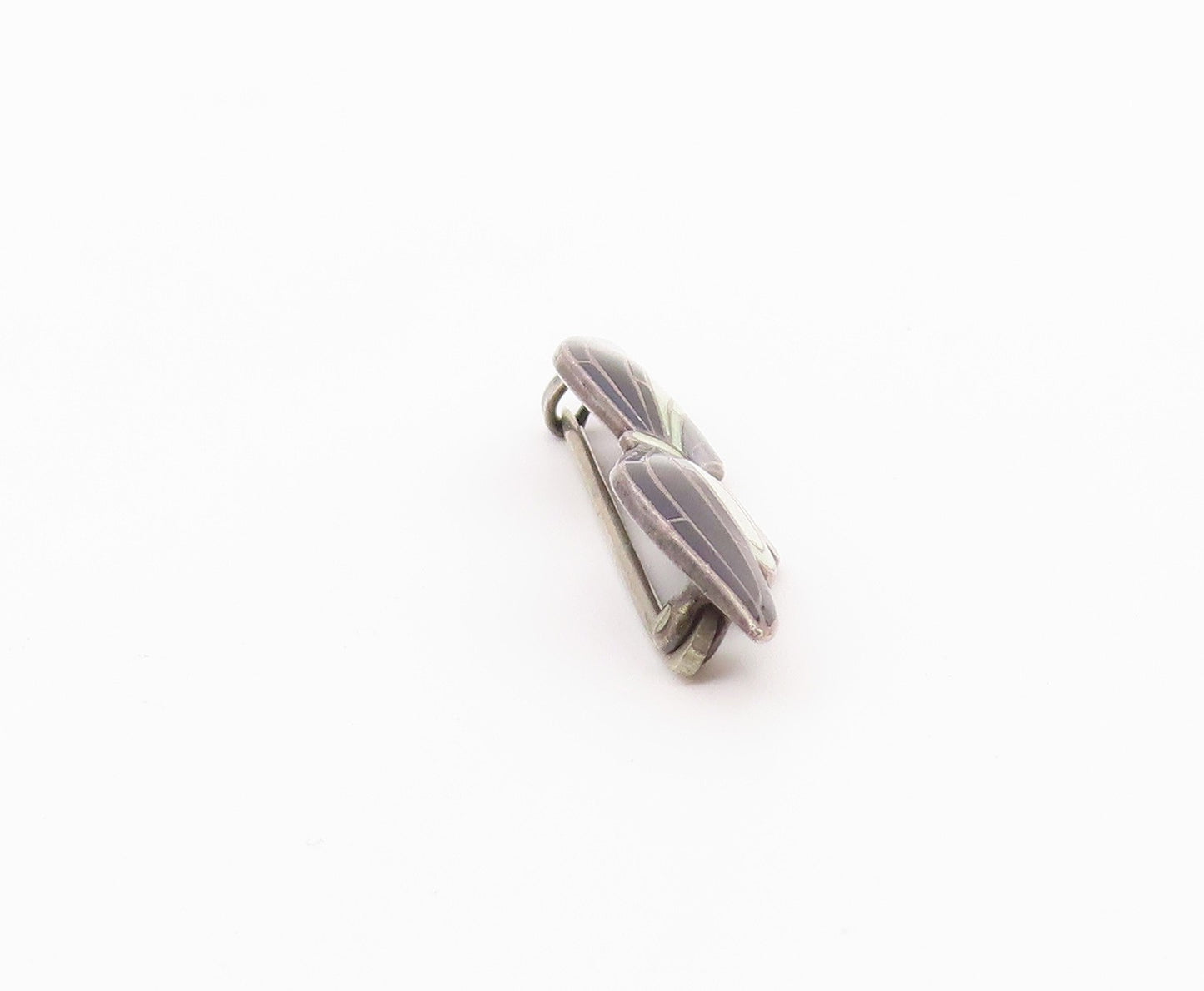 925 Sterling Silver  Vintage Antique Enamel Ribbon Bow Brooch Pin  BP8611