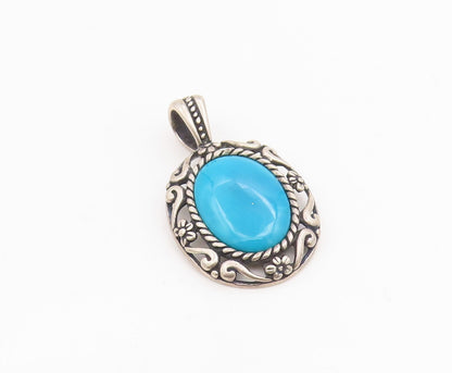 925 Sterling Silver Vintage Pendant CAROLYN POLLACK Turquoise Charm  PT26184
