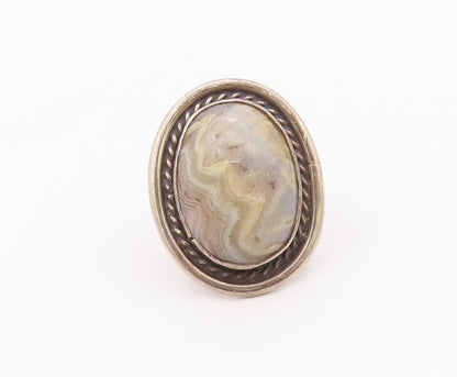 925 Sterling Silver Vintage Ring NAVAJO Jasper Twisted Rope Band Sz 6.5 RG36345