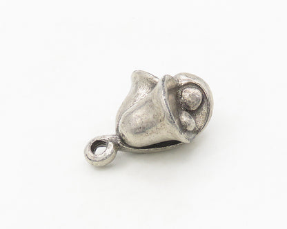 RAB 925 Sterling Silver  Vintage Two Bells Shiny Smooth Pendant  PT14467