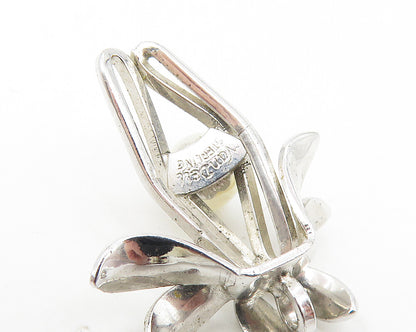 VAN DELL 925 Sterling Silver  Vintage Petite Pearl Floral Pendant  PT9021