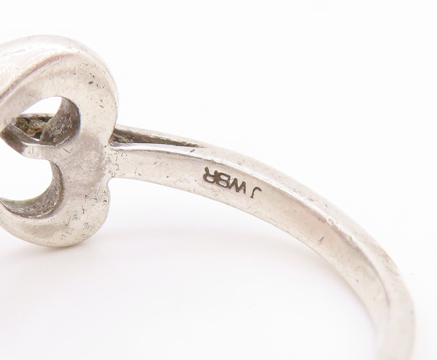 925 Sterling Silver Vintage Ring Minimalistic Infinity Heart Cutout Sz 9 RG33433