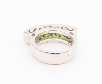 925 Sterling Silver Vintage Ring Square Cut Peridot Band  Sz 8  RG32523