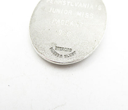 925 Sterling Silver  Vintage Junior Miss Pageant 1966 Oval Pendant  PT3659