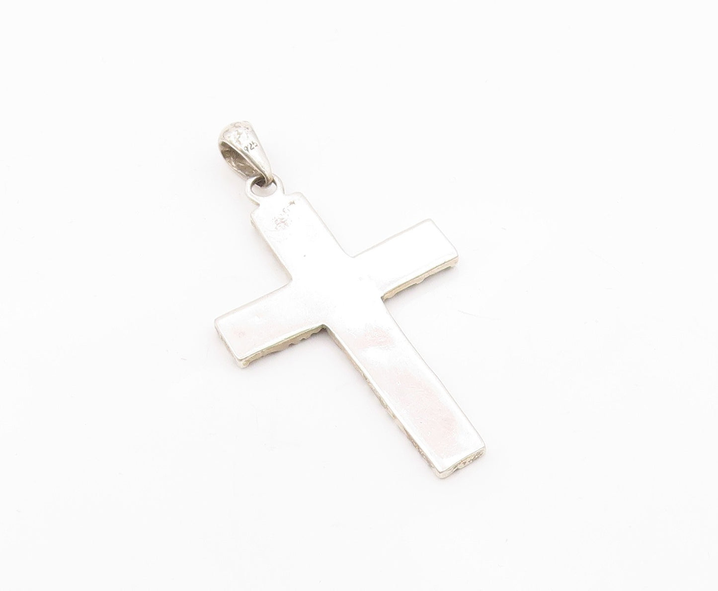 925 Sterling Silver  Vintage Shiny Swirl Religious Cross Pendant  PT15071