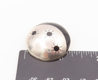 925 Sterling Silver Vintage Earrings MEXICO Domed Inlay Moon & Stars  EG12865