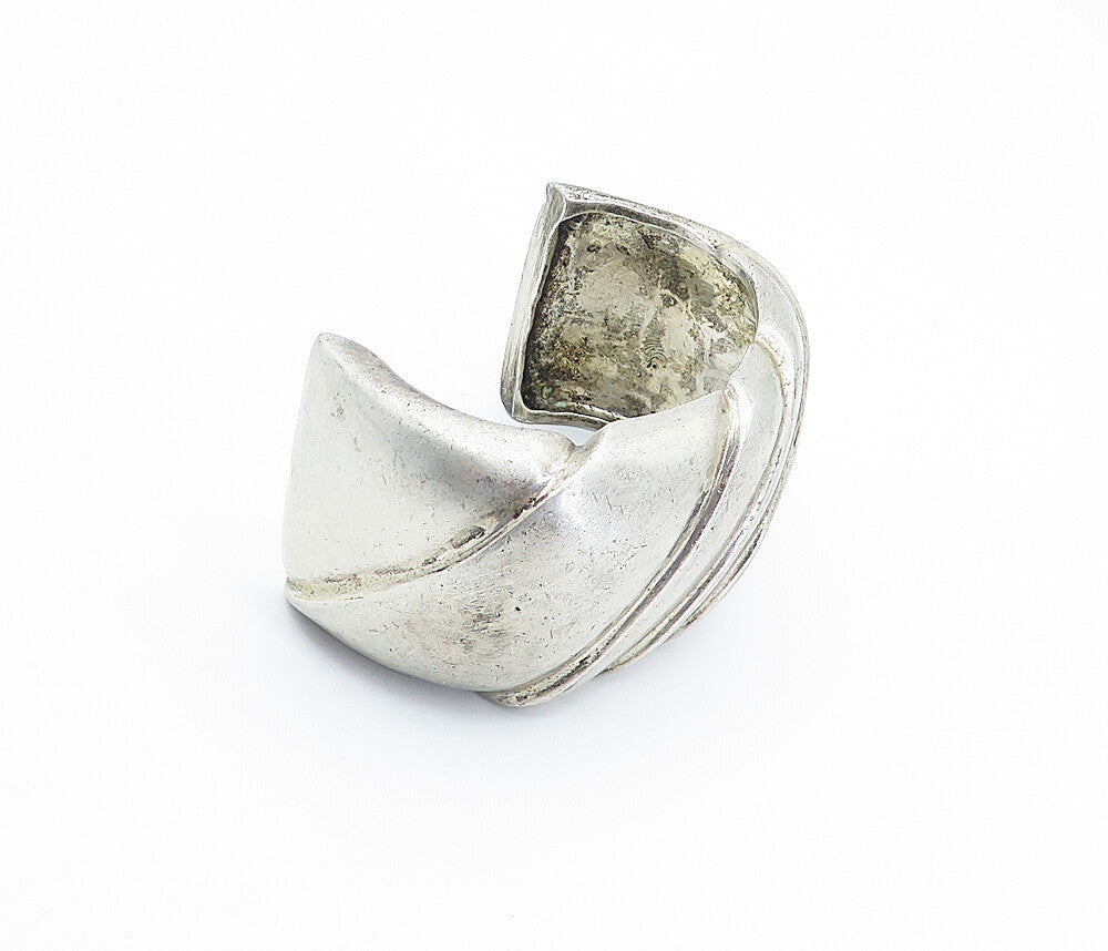 WS 925 Sterling Silver  Vintage Modernist Sculpted Large Cuff Bracelet  BT3361