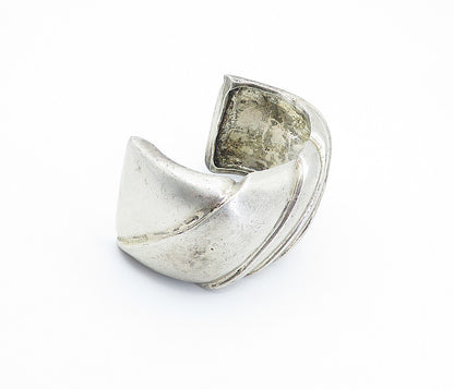 WS 925 Sterling Silver  Vintage Modernist Sculpted Large Cuff Bracelet  BT3361