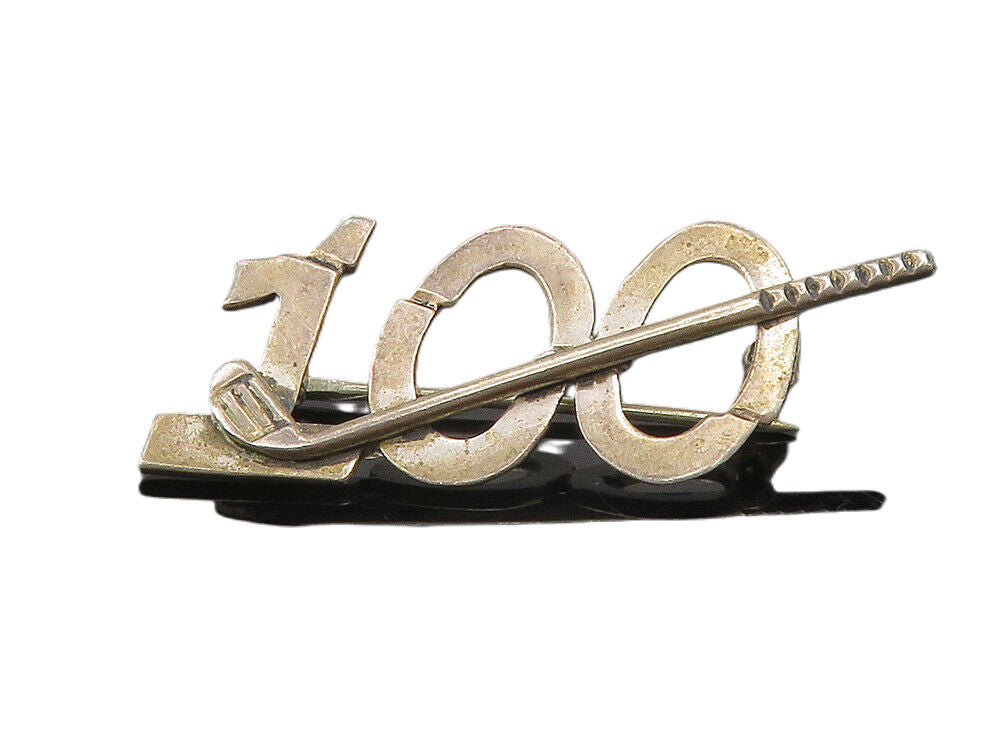 DOSKOW 925 Sterling Silver  Vintage Dark Tone 100 Golf Club Brooch Pin  BP3421