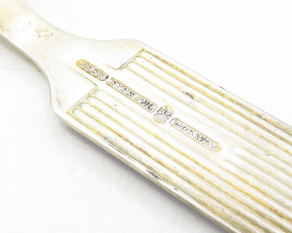 THEODOR OLSENS 925 Sterling Silver  Vintage Blue Enamel Serving Spoon  TR1762