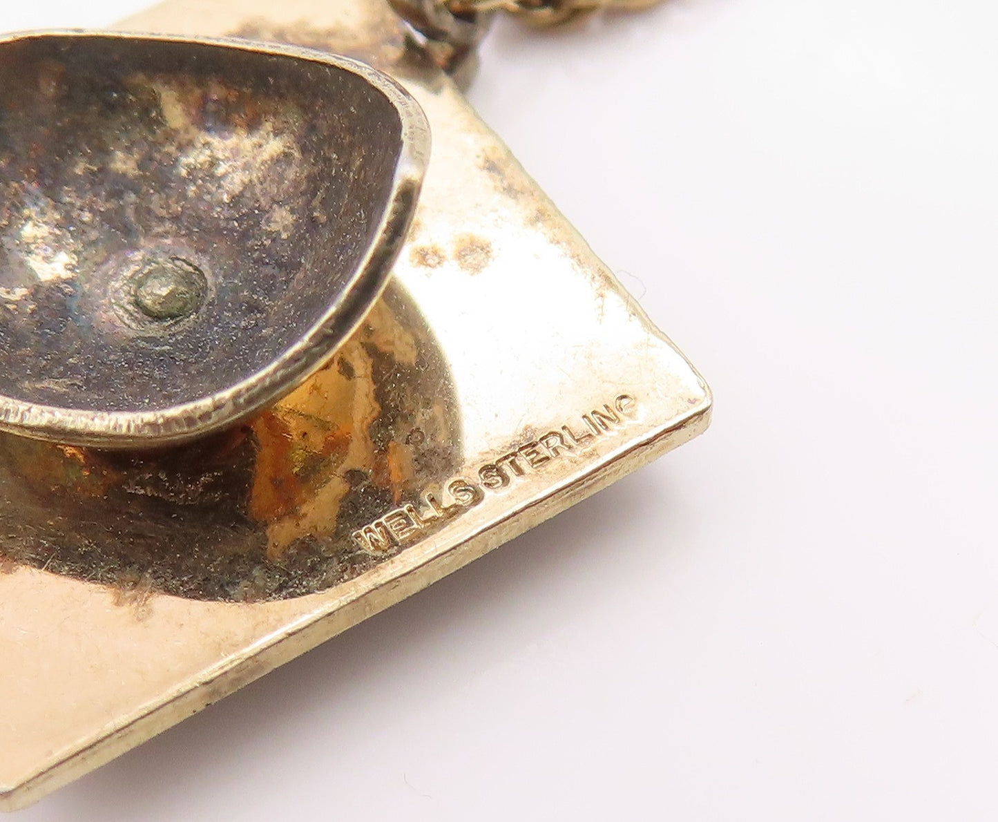 925 Sterling Silver  Vintage Black Onyx Graduation Cap Motif Pendant  PT18972