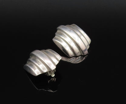 925 Sterling Silver  Vintage Hollow Ribbed Non Pierced Earrings  EG12108