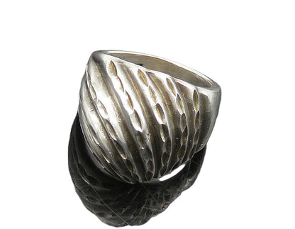 925 Sterling Silver  Vintage Diamond Cut Fluted Dome Band Ring Sz 6  RG19537