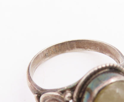 925 Sterling Silver Vintage Ring Oval Quartz With Spiral Accent  Sz 5.5  RG34782