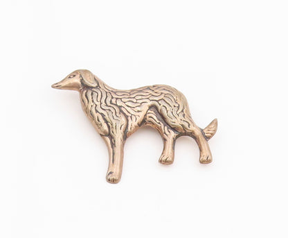 925 Sterling Silver Vintage Brooch Pin Textured Borzoi Dog Figurine  BP12164