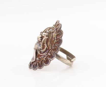 925 Sterling Silver Vintage Ring Balinese Demon Queen Band  Sz 7.5  RG34206
