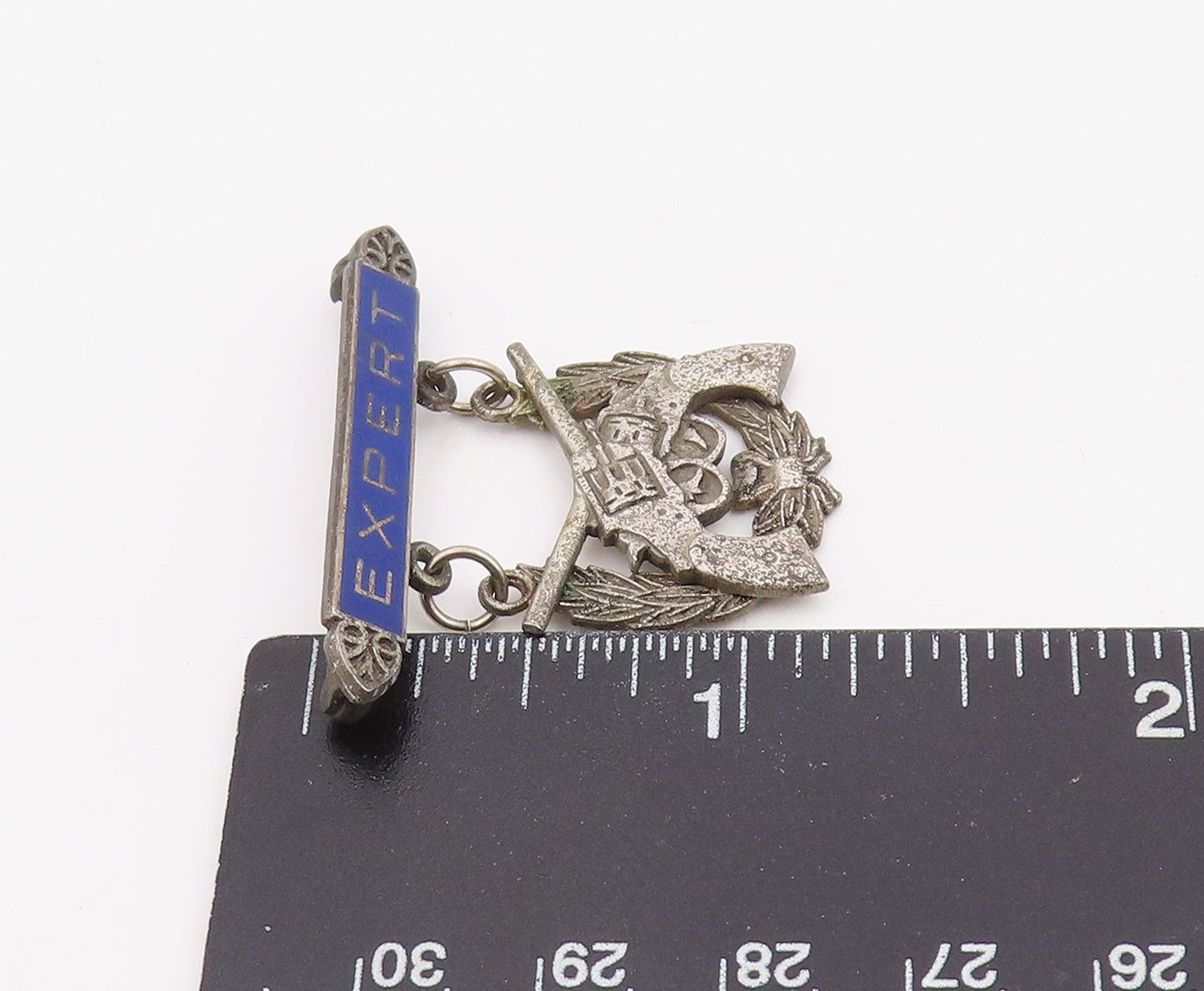 925 Sterling Silver Vintage Brooch Antique Enamel Expert Marine Pistol  BP12318