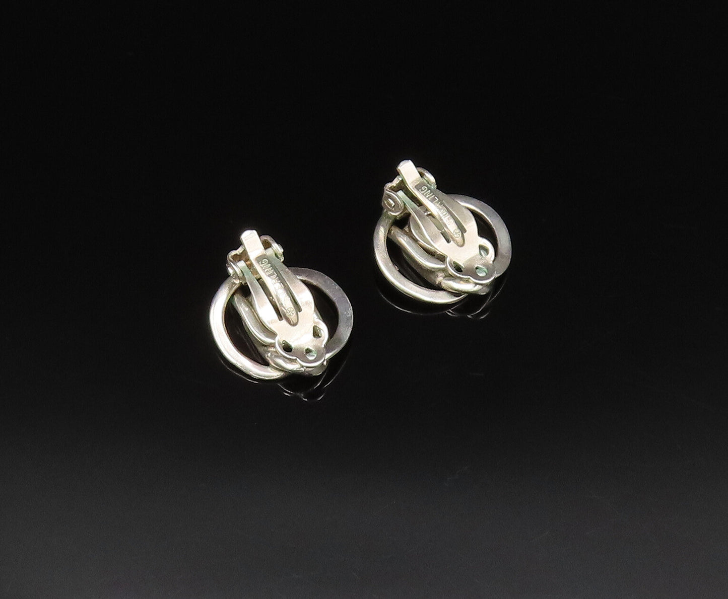 925 Silver Vintage Interlocking Curved Detail Non Pierced Earrings EG12036