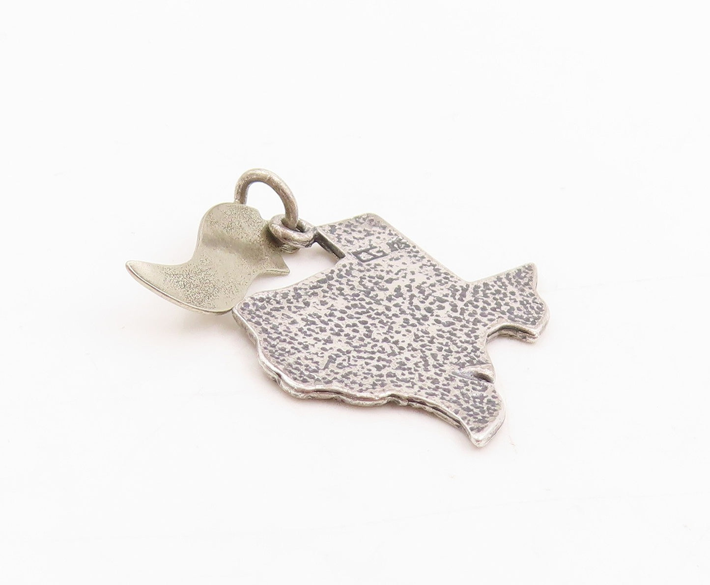 925 Sterling Silver Vintage Pendant Texas State Map With City Engravings PT25394