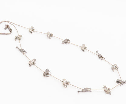 925 Silver Vintage Southwestern Design Mini Animals Link Chain Necklace NE4047