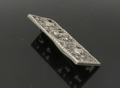 EUROPEAN 925 Silver  Vintage Antique Chiseled Faces Square Brooch Pin  BP9188