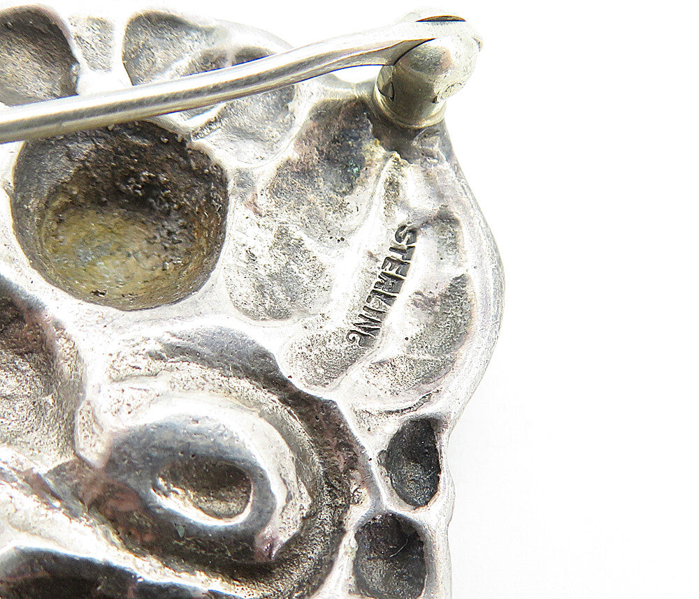 925 Sterling Silver  Vintage Antique Dark Tone Floral Leaf Brooch Pin  BP2435