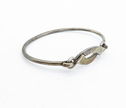 MEXICO 925 Sterling Silver  Vintage Oxidized Hook Bangle Bracelet  BT2725