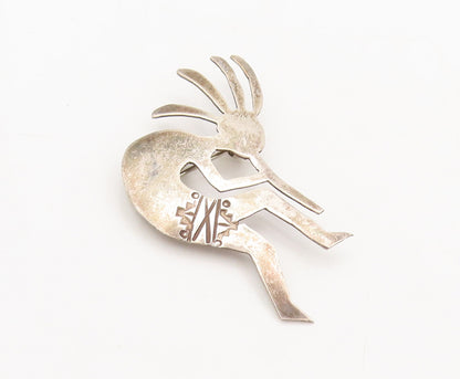 925 Sterling Silver Vintage Brooch Pin NAVAJO Tribal Man Lighting Fire  BP10591
