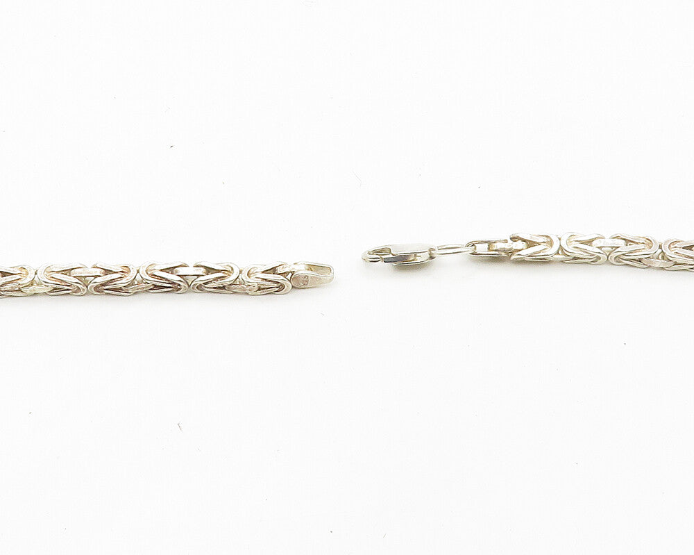 925 Sterling Silver  Vintage Shiny Byzantine Link Chain Necklace  NE2849
