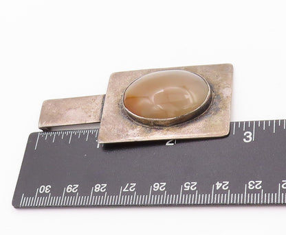 925 Sterling Silver Vintage Pendant Dark Tone Large Oval Gemstone  PT24010