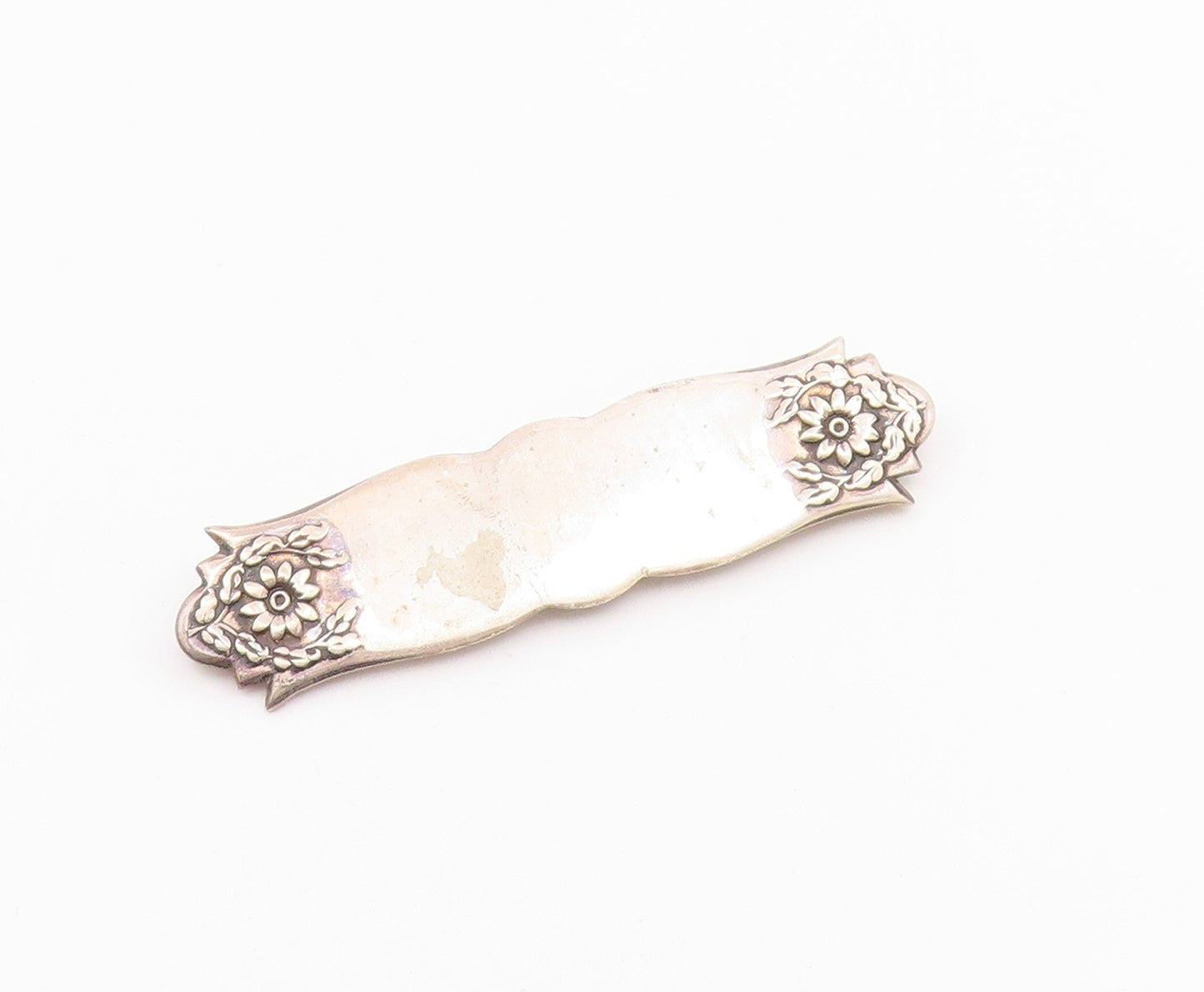 S. KIRK & SON 925 Silver  Vintage Floral End Detail Shiny Brooch Pin  BP9199