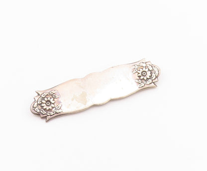 S. KIRK & SON 925 Silver  Vintage Floral End Detail Shiny Brooch Pin  BP9199