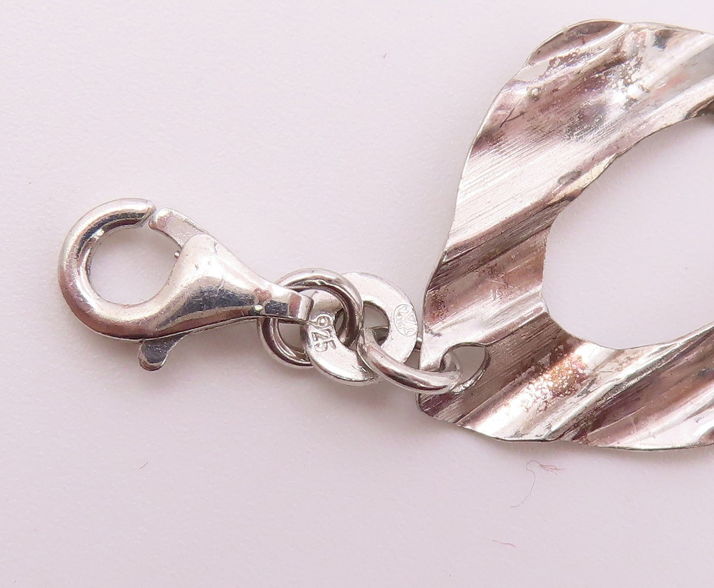 925 Sterling Silver  Vintage Shiny Sculpted Link Chain Bracelet  BT6515