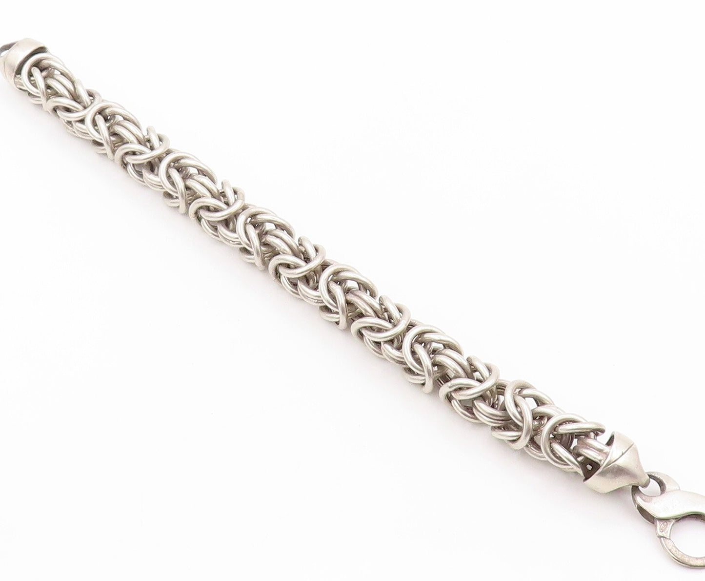 925 Sterling Silver Vintage Bracelet Dark Tone Brutalist Linked Rings  BT11074