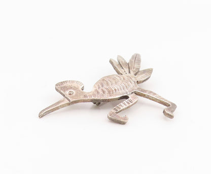 925 Sterling Silver Vintage Brooch Pin NAVAJO ZUNI Etched Roadrunner  BP12344