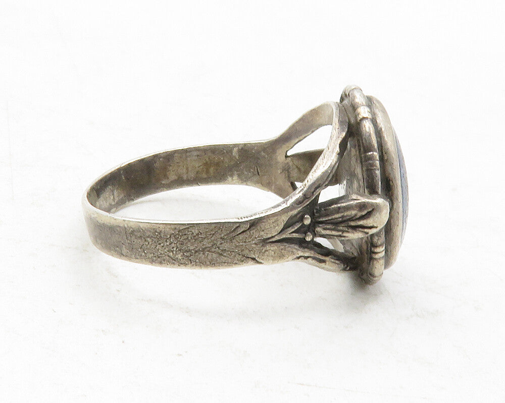 ENGLAND 925 Silver  Vintage Petite Cabochon Stone Band Ring Sz 5.5  RG12602