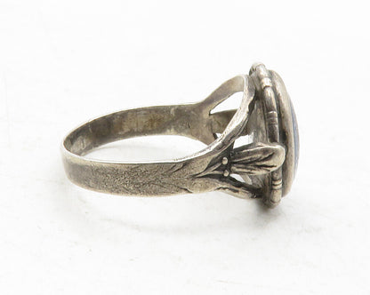 ENGLAND 925 Silver  Vintage Petite Cabochon Stone Band Ring Sz 5.5  RG12602