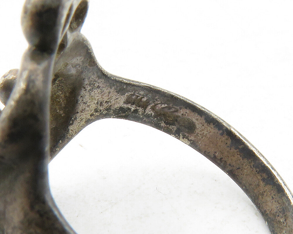 CAROLYN POLLACK 925 Silver  Vintage Dark Tone Modernist Band Ring Sz 7 RG12433