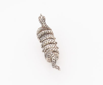 925 Sterling Silver Vintage Ring Full Figure Heavy Carved Python Snake RG28154
