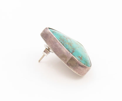 925 Sterling Silver Vintage Earrings TOMMY NAVAJO Classic Turquoise Stud EG14337