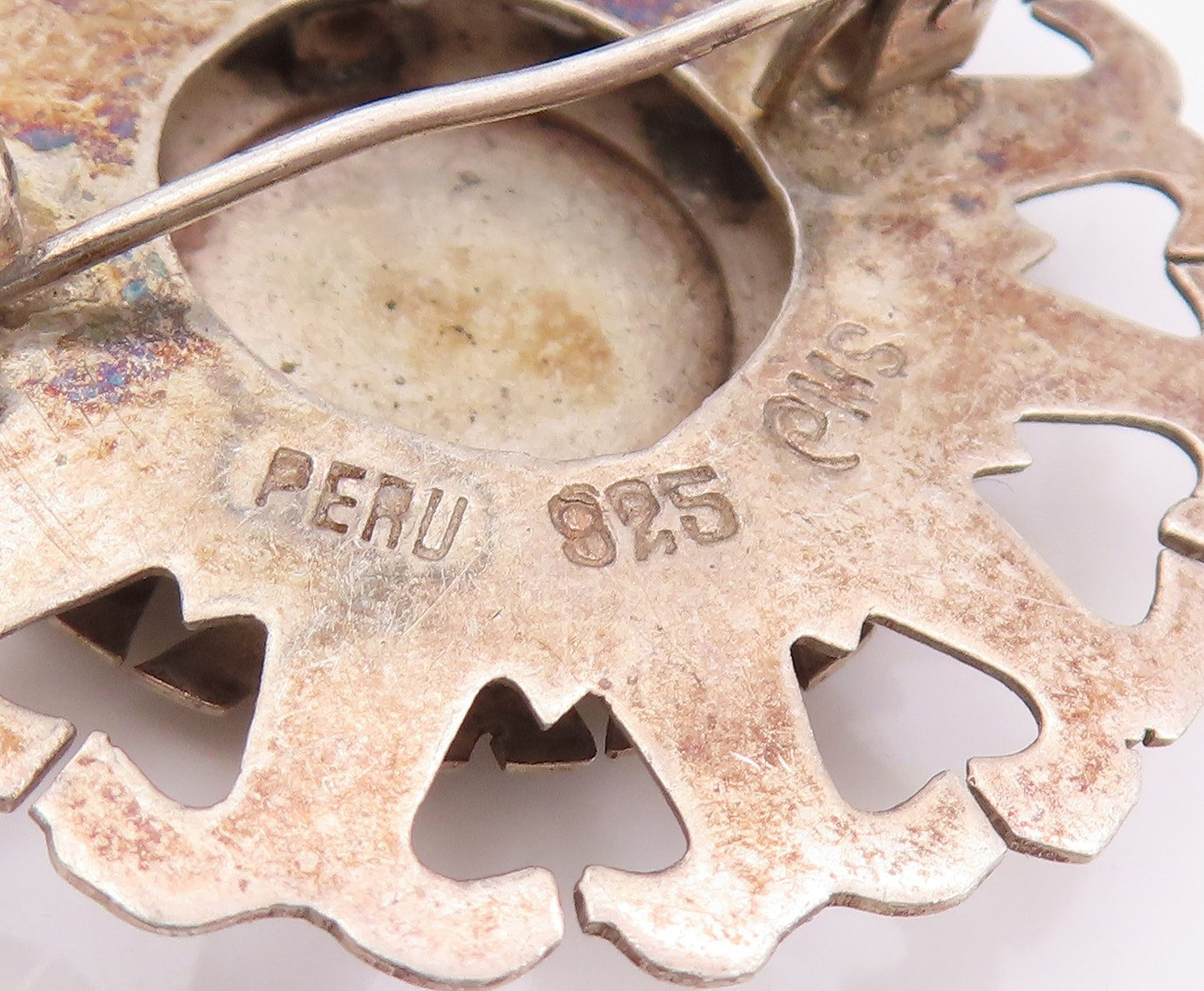 925 Sterling Silver Vintage Brooch Cutout Aztec Sun God Tonatiuh  BP11741